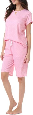 Karen Neuburger Womens Radiant Comfort 2pc Ss Bermuda مجموعة | ملابس أنيقة زائد الحجم in Saudi Arabia