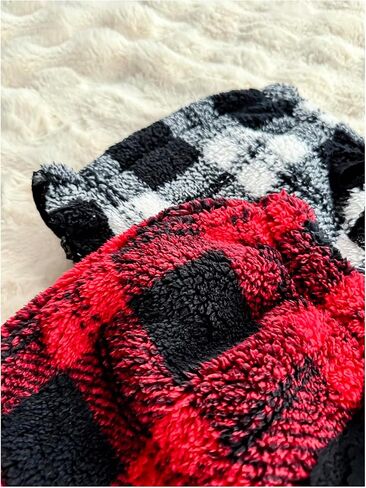 MakeMeChic Women's 2 Pack Y2K Cute Flannel Fuzzy Plaid Ruffle Hem Elastic Waist Pajama Lounge Boxer Shorts in Saudi Arabia