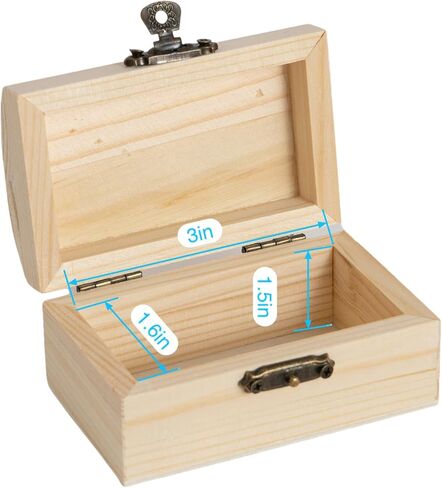12 Piece (3.5 x 2.1 x 1.8 inches) Small Wooden Box Unfinished Wood Treasure Box with Lids for DIY Crafts (12) in Saudi Arabia