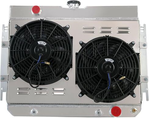 4 Row Radiator Compatible for 1963-1968 Chevy Impala Chevelle El Camino with 12 inch Dual Electric Fans Wiring Harness 64 65 66 67 Aluminum in Saudi Arabia