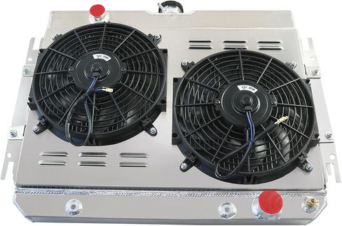 4 Row Radiator Compatible for 1963-1968 Chevy Impala Chevelle El Camino with 12 inch Dual Electric Fans Wiring Harness 64 65 66 67 Aluminum in Saudi Arabia