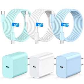 i Phone 16 15 Charger Fast Charging, 3 Pack 100W 10FT USB C Cable with Type C Chargers, USB C Charger Block for i Phone 15/16 Pro/Max/Plus, Pad Air, Pad Pro, Samsumg (Purple Black Red) in Kuwait