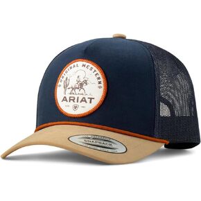 ARIAT Men's Navy Trucker Cap with Desert Scene Patch in Kuwait