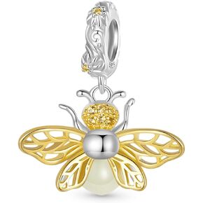 Gnoce Glow in the Dark Bee Pendant Dangle Charm for Women ، S925 Sterling Silver Braceletnecklcae Charm لها ، هدية مجوهرات عيد الحب (Bee) in Saudi Arabia