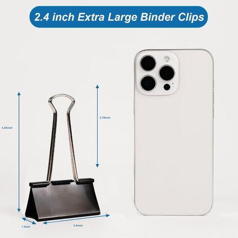 Jumbo Binder Clips 3 Inch - Extra Large Binder Clips 12 Pack, Heavy Duty Office Binder Clips for Paper, Documents, School & Office Supplies (12, 3 inch) in Saudi Arabia