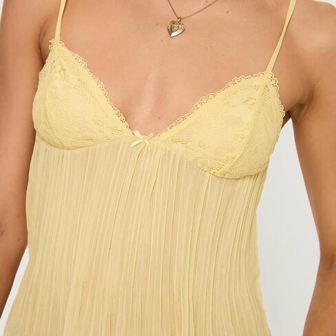 Women Y2K Spaghetti Strap Camisole Crop Top Mesh See Through Slim Fit Tank Top Out Out Stirt Stest Tops Streetwear in Kuwait