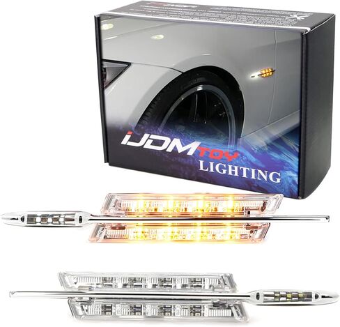 iJDMTOY Clear Lens Amber/White Full LED Fender Side Marker Light Kit Compatible With BMW 1 3 5 Series (E82 E88 E90 E91 E92 E60), Replace OEM Clear/Amber Sidemarkers in Saudi Arabia