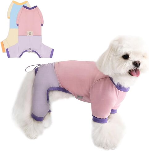 TONY HOBY Dog Pajamas Clothes for Small Dogs, Girl Boy Soft Strechy Summer Puppy Clothes with Adjustable Buckle, Cute 4-Legged Dog Onesie Jammies Outfits Shirts for Recovery(Blue, Small) in Kuwait
