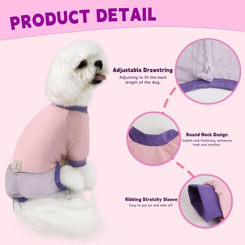 TONY HOBY Dog Pajamas Clothes for Small Dogs, Girl Boy Soft Strechy Summer Puppy Clothes with Adjustable Buckle, Cute 4-Legged Dog Onesie Jammies Outfits Shirts for Recovery(Blue, Small) in Kuwait