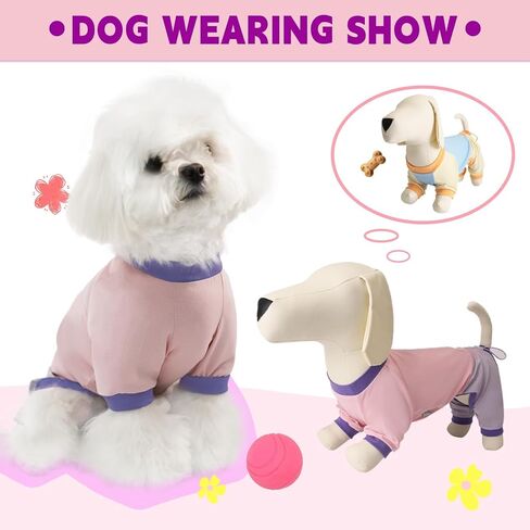 TONY HOBY Dog Pajamas Clothes for Small Dogs, Girl Boy Soft Strechy Summer Puppy Clothes with Adjustable Buckle, Cute 4-Legged Dog Onesie Jammies Outfits Shirts for Recovery(Blue, Small) in Kuwait