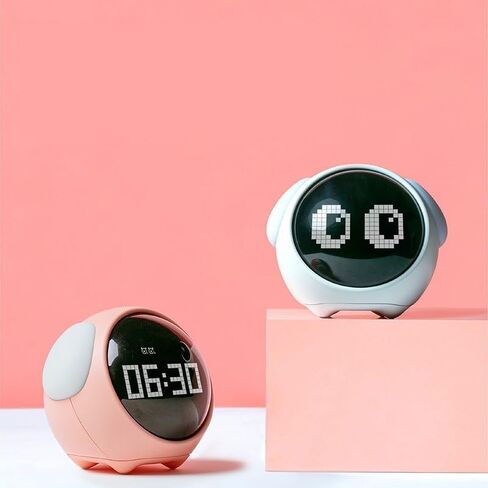 Kids Alarm Clock, Dual Alarm Setting, Adjustable Brightness Night Light, Voice-Activated,Temperature Detection, Wake-up Alarm Clock, Toy and Gift for Children, Students, Boys&Girls in Saudi Arabia