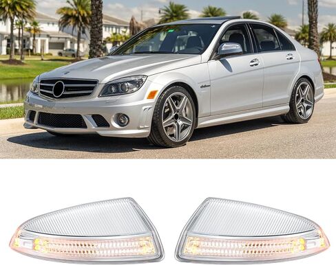 2Pcs Turn Signal LED Door Wing Side Mirror Light 2048200821 + 2048200721 Compatible with Mercedes Benz W204 C300 C350 C63 AMG 2008-2009 in Saudi Arabia