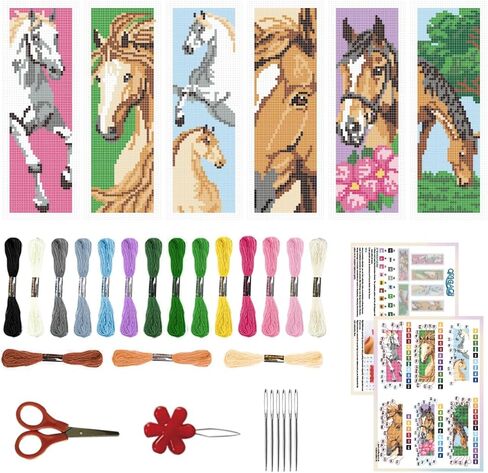 ORIGACH 6 Set Birds Cross Stitch Bookmark Kit for Beginner with Backing Felt Floss Instructions DIY Stamped Embroidery Bookmark Kit for Adults, Book Lovers in Saudi Arabia