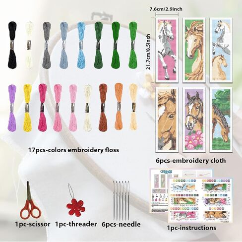 ORIGACH 6 Set Birds Cross Stitch Bookmark Kit for Beginner with Backing Felt Floss Instructions DIY Stamped Embroidery Bookmark Kit for Adults, Book Lovers in Saudi Arabia
