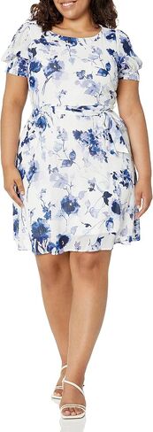 DKNY Women's Puff Sleeve Tie Tie Bress A-Line Mini Dress in Saudi Arabia