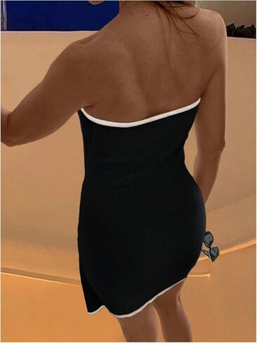 Gorglitter نساء القوس القوس القوس الجبهة Bodycon Mini فستان الصيف غير متناظرة فساتين الشمس متماسكة أنيقة أنيقة 2025 in Kuwait