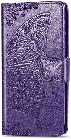 حقيبة محفظة XYX لـ Galaxy J2 Core ، [3D Butterfly Flower] PU Leather Folio Case مع غطاء واقي إغلاق مغناطيسي لـ Samsung Galaxy J2 Core/J2 Dash/J2 Pure/J2 2019 (الأزرق) in Kuwait