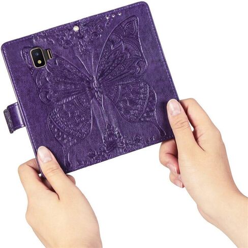 حقيبة محفظة XYX لـ Galaxy J2 Core ، [3D Butterfly Flower] PU Leather Folio Case مع غطاء واقي إغلاق مغناطيسي لـ Samsung Galaxy J2 Core/J2 Dash/J2 Pure/J2 2019 (الأزرق) in Kuwait