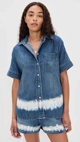 Madewell Women's Shibori Denim Shirt Shirt Shirt in Saudi Arabia