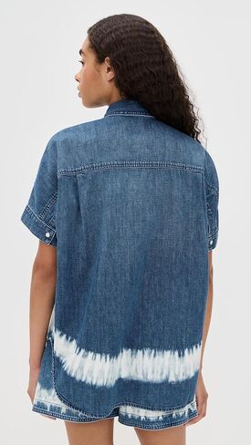 Madewell Women's Shibori Denim Shirt Shirt Shirt in Saudi Arabia