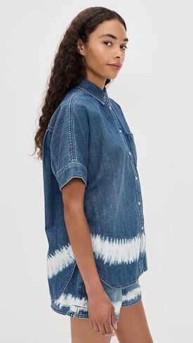 Madewell Women's Shibori Denim Shirt Shirt Shirt in Saudi Arabia