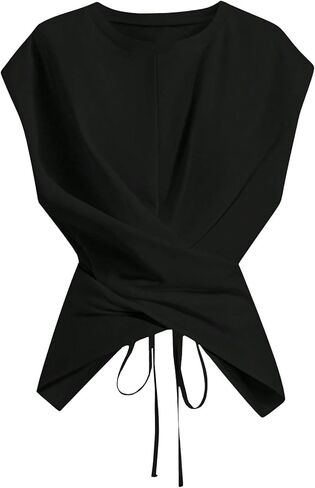 Verdusa Women's Tie Back Cinched Waist Wrap Top Sleeveless Going Out Workout Cute Corset Tops in Saudi Arabia