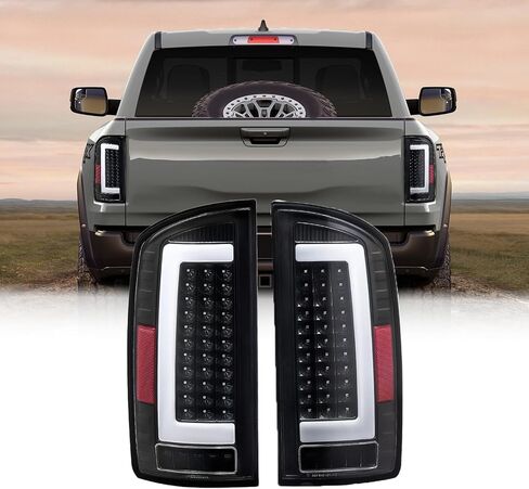 مجموعة ضوء الذيل لعام 2002-2006 DODGE RAM 1500 2003-2006 2500 3500 LED LED LIDE LIGHTSALS مصابيح CH2800147 55077347AF CH2801147 55077348AF عدسة صافية أسود داخلي غلاف DRL الأبيض in Kuwait