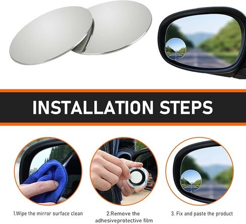 2pcs مرآة البقعة العمياء ، جولة HD Glass Leachless View View Leach Leach مع ملحقات خارجية 360 درجة قابلة للتعديل لعصا السيارات سيارات وشاحنات in Kuwait