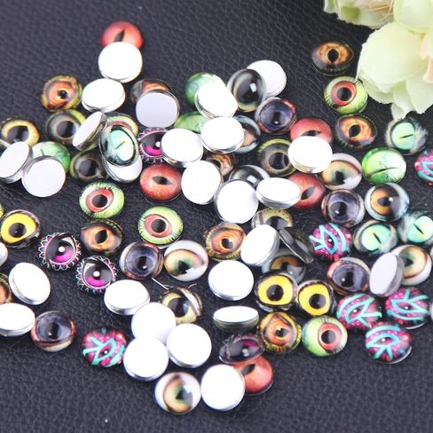 100 pcs Dragon Eyes for Crafts Glass Cabochon Snake Eyes 6mm Doll Eyes Half Round DIY Jewelry Making in Kuwait