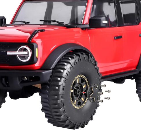 HobbyPark Brass 1.0 Beadlock Wheels and Tires for TRX4M Upgrades Axial SCX24 1/24 RC Crawler Replacement Parts, Set of 4 (Type B) in Kuwait