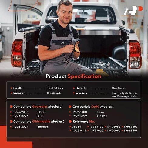 كابل دعم الباب الخلفي A-premium متوافق مع شيفروليه بليزر 1995-2005 ، S10 1994-2004 & GMC Jimmy 1995-2001 ، Sonoma 1994-2004 & Oldsmobile Bravada 1996-2004 ، 17-1/4 inch ، الخلفية الخلفية الخلفية الخلفية in Saudi Arabia