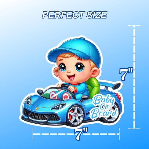 Premium Baby On Board Signs, Car Essentials - Baby On Board Sticker - 1 Pack, 7" by 7" - Cute - Cartoon Safety Signs - Non Magnet - Durable Strong Adhesive (Pink Sports Car) in Saudi Arabia