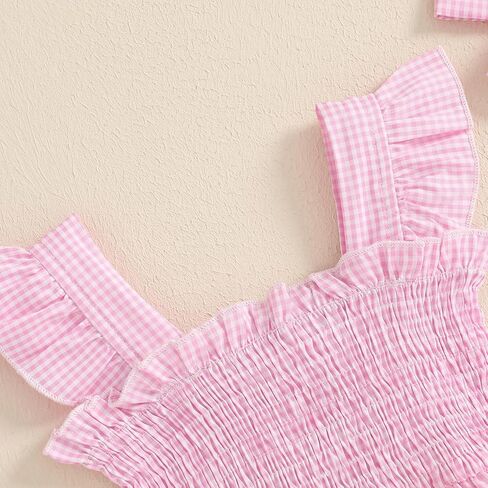 Baby Girl Tank Romper Dress Fruit Print Watermelon Sleeveless Smocked Dress Cherry Embroidery Bodysuit Summer Outfit in Kuwait