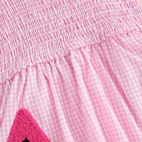 Baby Girl Tank Romper Dress Fruit Print Watermelon Sleeveless Smocked Dress Cherry Embroidery Bodysuit Summer Outfit in Kuwait