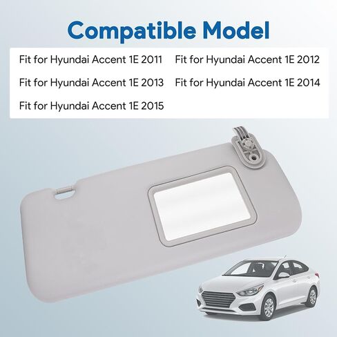 85210-1R000 Driver Side Sun Visor Fits for Hyundai Accent 1E 2011 2012 2013 2014 2015 Replaces 85210-1R000 Front Left Sun Protection Shade Gray in Saudi Arabia
