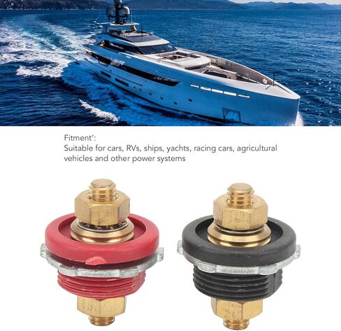 3/8in Thru Panel Battery Terminal Connector, 2PCS 250A Positive Negative Junction Stud Post Replacement Battery Terminal Connector for Car RV Ship Yacht Agricultural Vehicle, Red and Black in Saudi Arabia