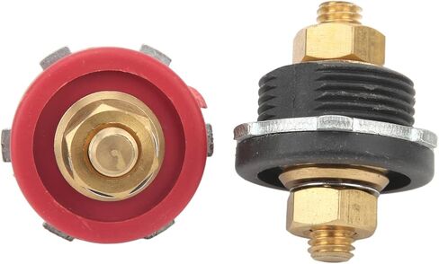 3/8in Thru Panel Battery Terminal Connector, 2PCS 250A Positive Negative Junction Stud Post Replacement Battery Terminal Connector for Car RV Ship Yacht Agricultural Vehicle, Red and Black in Saudi Arabia
