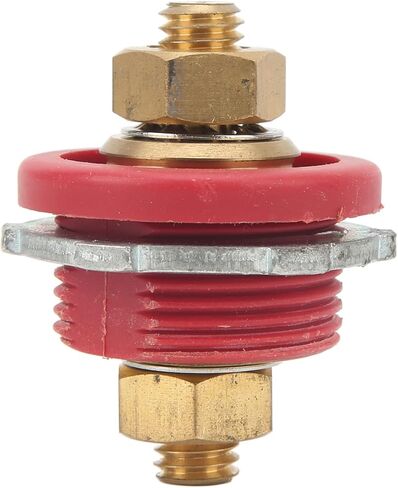 3/8in Thru Panel Battery Terminal Connector, 2PCS 250A Positive Negative Junction Stud Post Replacement Battery Terminal Connector for Car RV Ship Yacht Agricultural Vehicle, Red and Black in Saudi Arabia