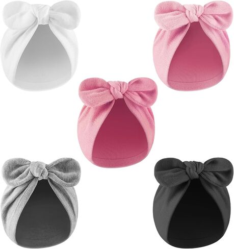 Newborn Baby Girl Hats with Bow Cotton Toddler Infant Beanie Cap Newborn Hospital Hats for Baby Girl Kid 0-24 Months in Saudi Arabia