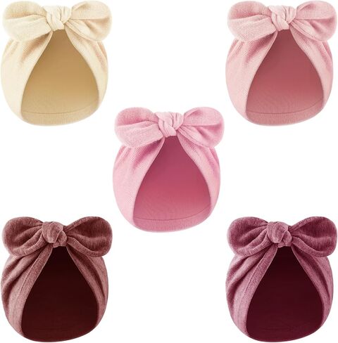 Newborn Baby Girl Hats with Bow Cotton Toddler Infant Beanie Cap Newborn Hospital Hats for Baby Girl Kid 0-24 Months in Saudi Arabia