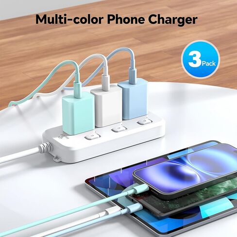 i Phone 16 15 Charger Fast Charging, 3 Pack 100W 10FT USB C Cable with Type C Chargers, USB C Charger Block for i Phone 15/16 Pro/Max/Plus, Pad Air, Pad Pro, Samsumg (Purple Black Red) in Kuwait