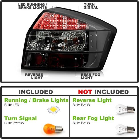 ACANII - For 2002 2003 2004 2005 Audi A4 S4 4-Door Sedan [Smoked Lens] LED Tail Lights Brake Lamps Pair Set Left+Right in Saudi Arabia
