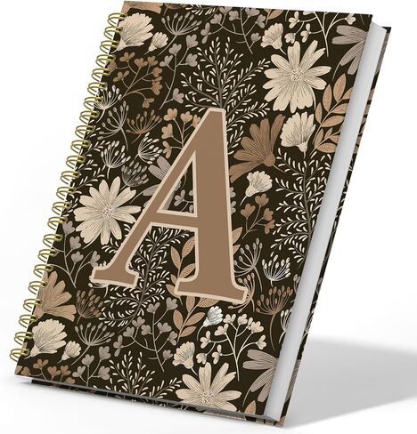 Vintage Boho Floral Personalized Notebook Initial Letter K Notebook Journal for Women,Monogram Notebooks,Monogrammed Gifts for Women,Boho Office Supplies,Floral Notebook 5.5x8.3 in Kuwait