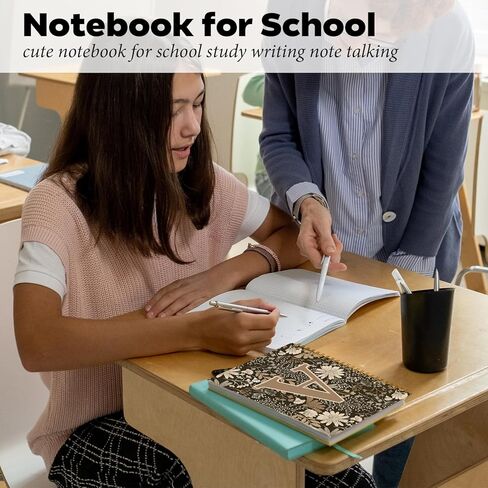 Vintage Boho Floral Personalized Notebook Initial Letter K Notebook Journal for Women,Monogram Notebooks,Monogrammed Gifts for Women,Boho Office Supplies,Floral Notebook 5.5x8.3 in Kuwait