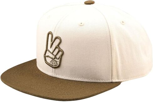 Troy Lee Designs Flat Bill Snapback; Peace Vintage White/Olive OSFA in Saudi Arabia