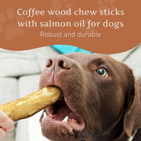 Wildfang® Coffee Wood with Salmon Oil Dog Chew - Natural Woods Stick for Dogs, Wood Dog Chewing Bone Toy, Coffee Bones Sticks for Dogs (Small) in Kuwait