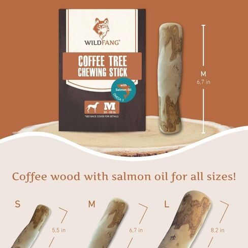Wildfang® Coffee Wood with Salmon Oil Dog Chew - Natural Woods Stick for Dogs, Wood Dog Chewing Bone Toy, Coffee Bones Sticks for Dogs (Small) in Kuwait