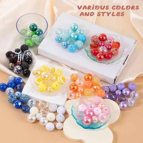 280 Pcs Beads for Pens, Bubblegum Beads Mixed Crystal Resin, Bead for Beadable Pen, Perfect for Pen Decorations, Keychains, Bracelets, and Jewelry Making in Saudi Arabia