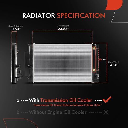 A-Premium Engine Coolant Radiator Assembly with Transmission Oil Cooler Compatible with Scion tC 2011-2016 2.5L, Automatic Transmission, Replace# 1640036180 in Saudi Arabia