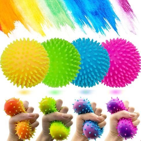 Stress Ball Toys Color Changing - Sensory Squeeze Toys Squishy Balls for Teens Kids and Adults Stress Relief Balls for Easter Stocking Party Bundle - 4 Pack(Green/Yellow/Blue/Pink) in Saudi Arabia